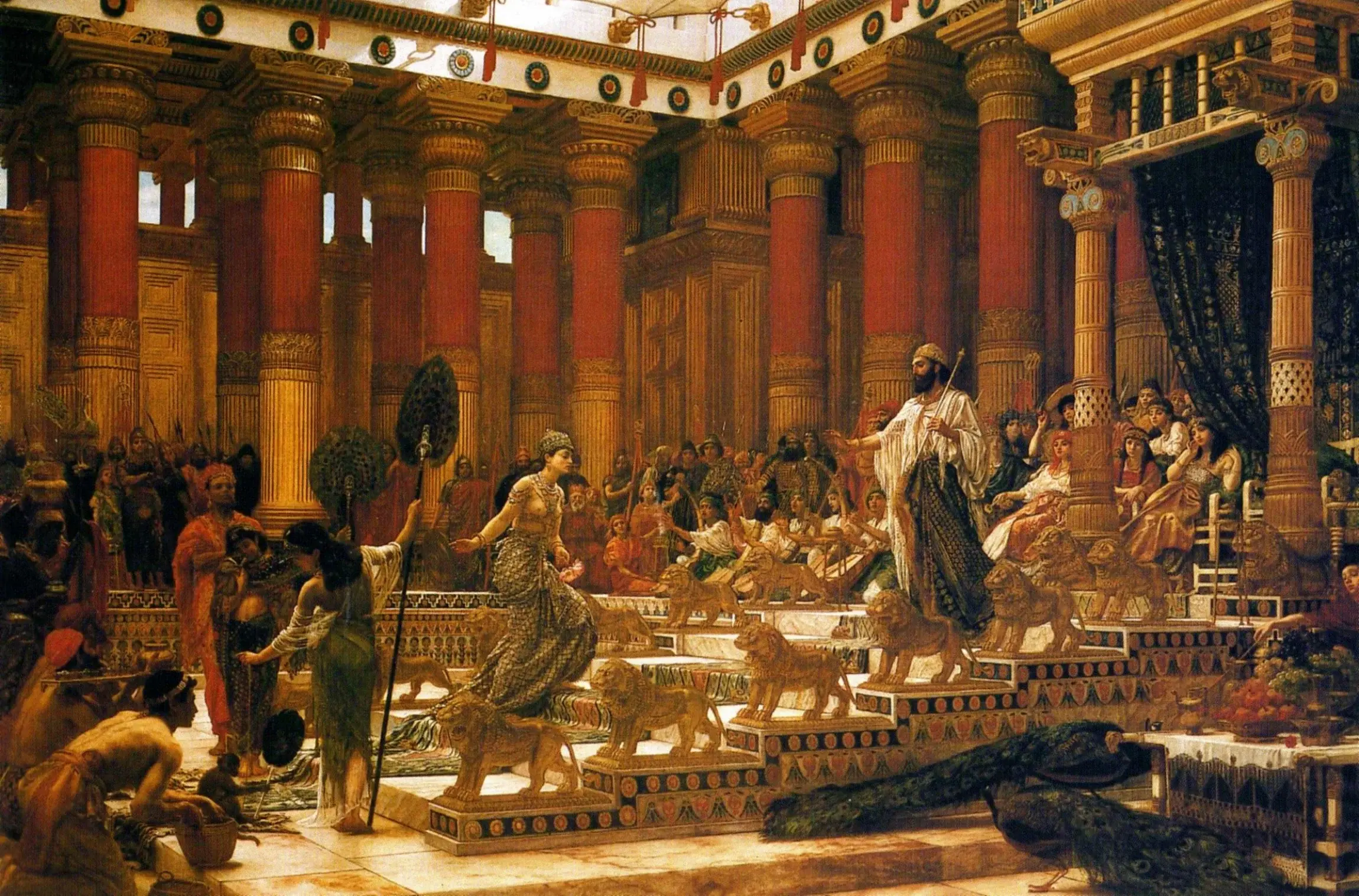 The queen of Sheba comes to Solomon